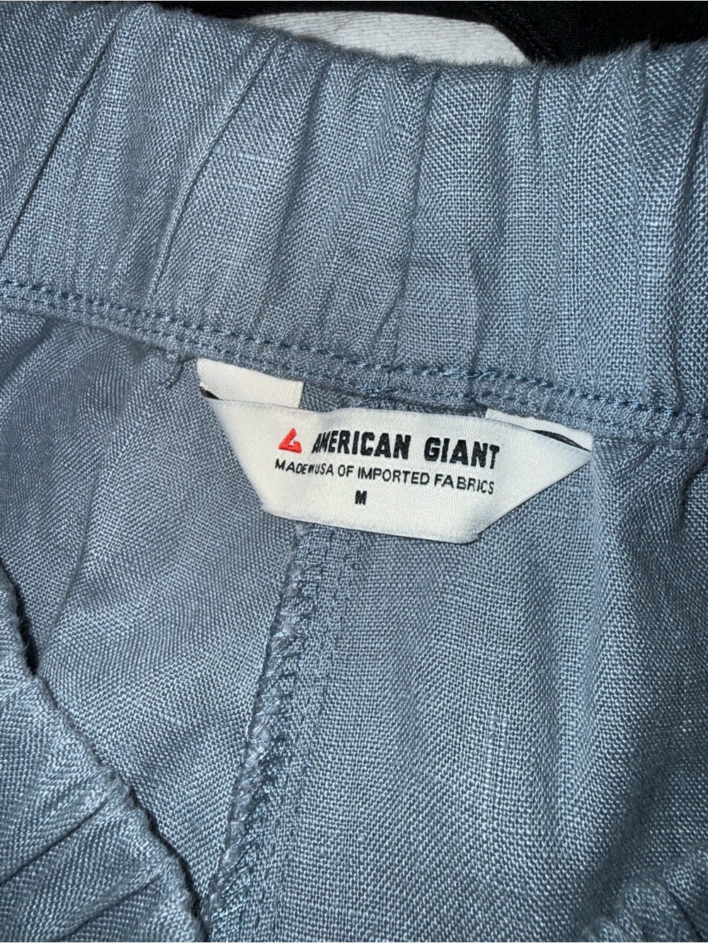 American Giant Women's Linen Dusty Blue Elastic-Waist Pants M - Picture 3 of 3